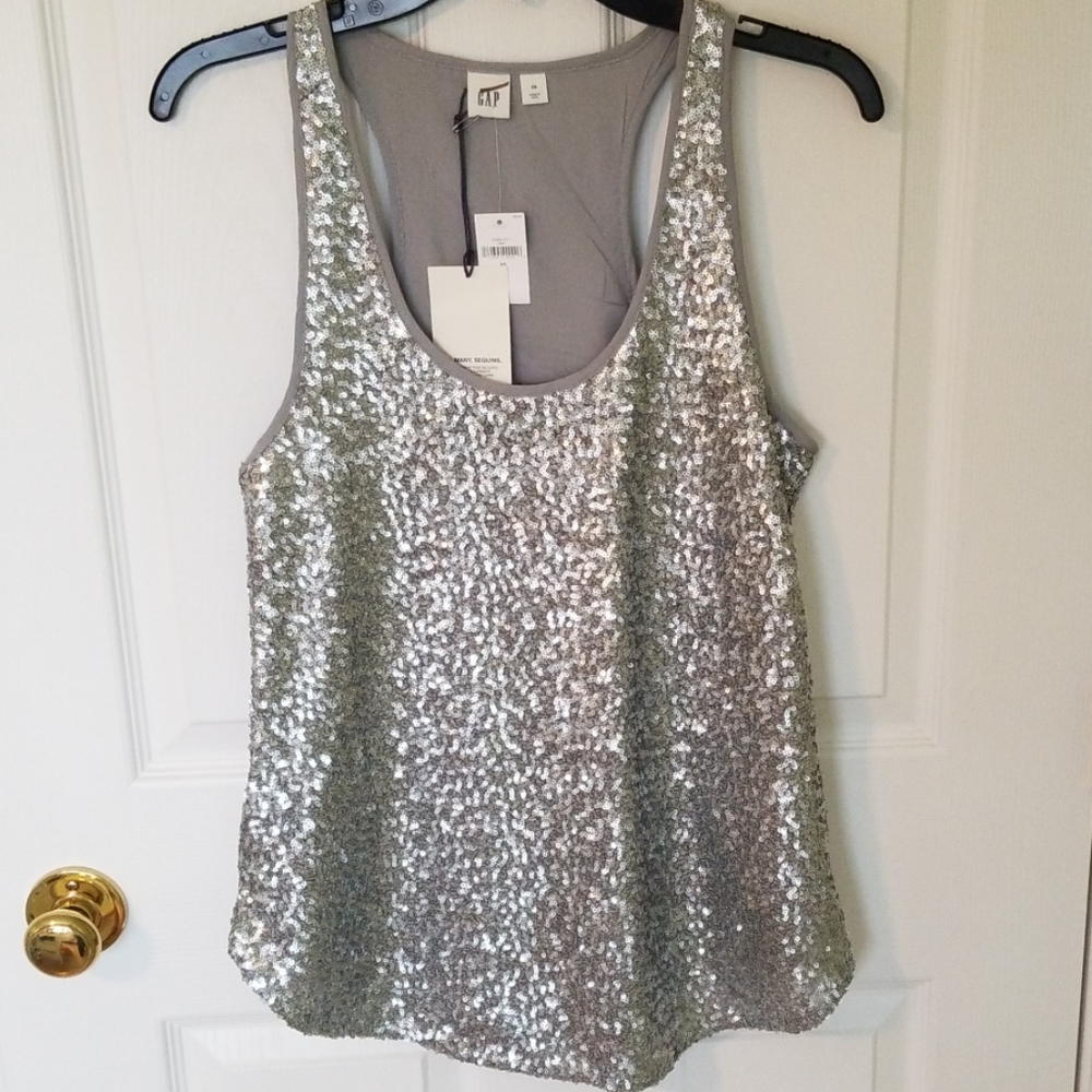 GAP Silver Sequin Tank Top
